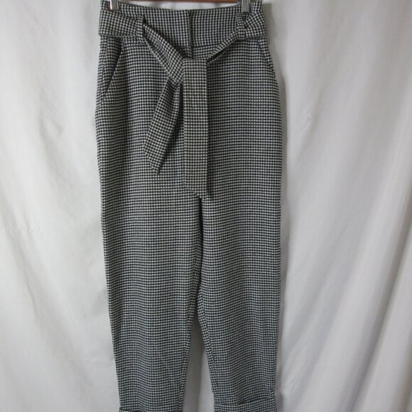 Free Press Clothing Dress Pants Houndstooth Black White Cuffed Size Small - Picture 7 of 10